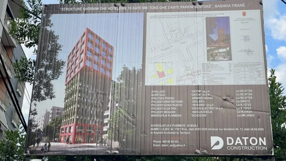 Strukture sherbimi dhe hotelerie 10 kate mbitoke, dhe 2 kate parkim nentoke, ne rrugen Frosina Plaku